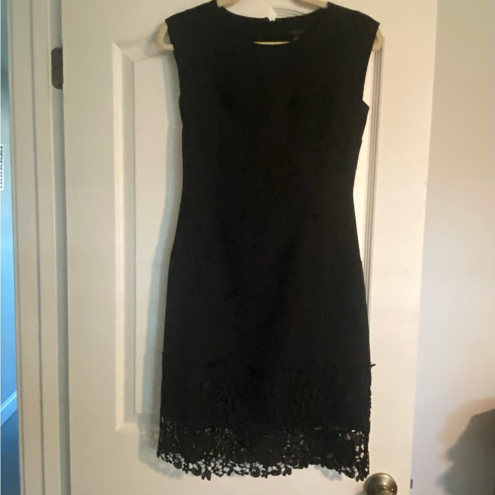 Ann Taylor Elegant Black Lace Midi Dress